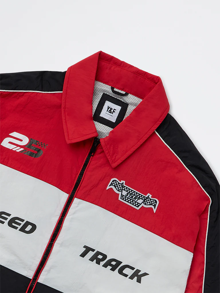 Y&F Kids Girls Red Colour-Blocked Jacket - Image 3