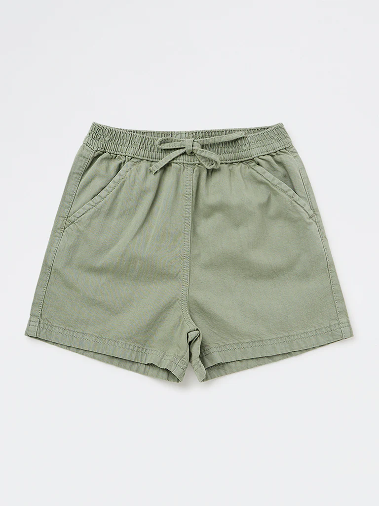 Y&F Kids Girls Sage High-Rise Cotton Shorts - Image 4