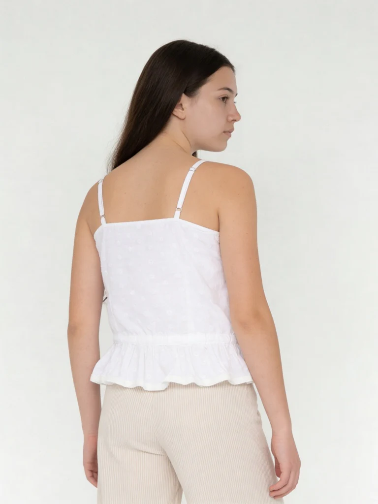 Y&F Kids Girls White Embroidered Cotton Top - Image 2