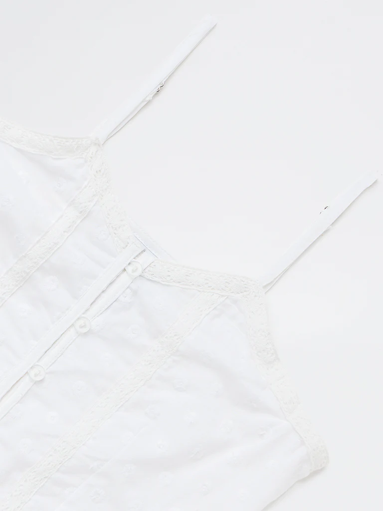 Y&F Kids Girls White Embroidered Cotton Top - Image 5