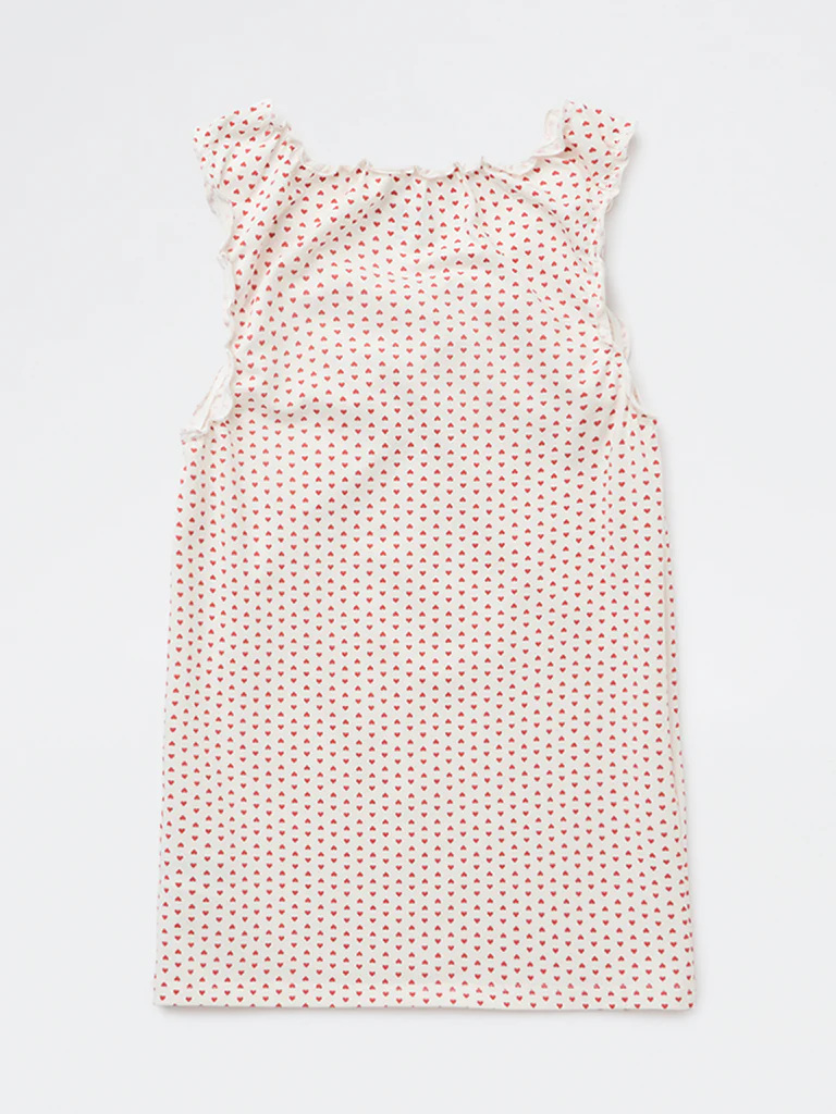 Y&F Kids Girls White Heart Printed Cotton-Blend Top - Image 2