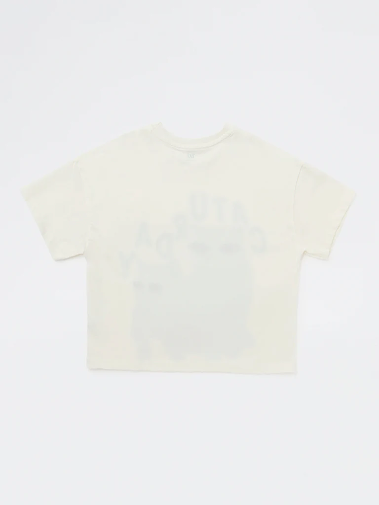 Y&F Kids Girls White Printed Cotton T-Shirt - Image 5