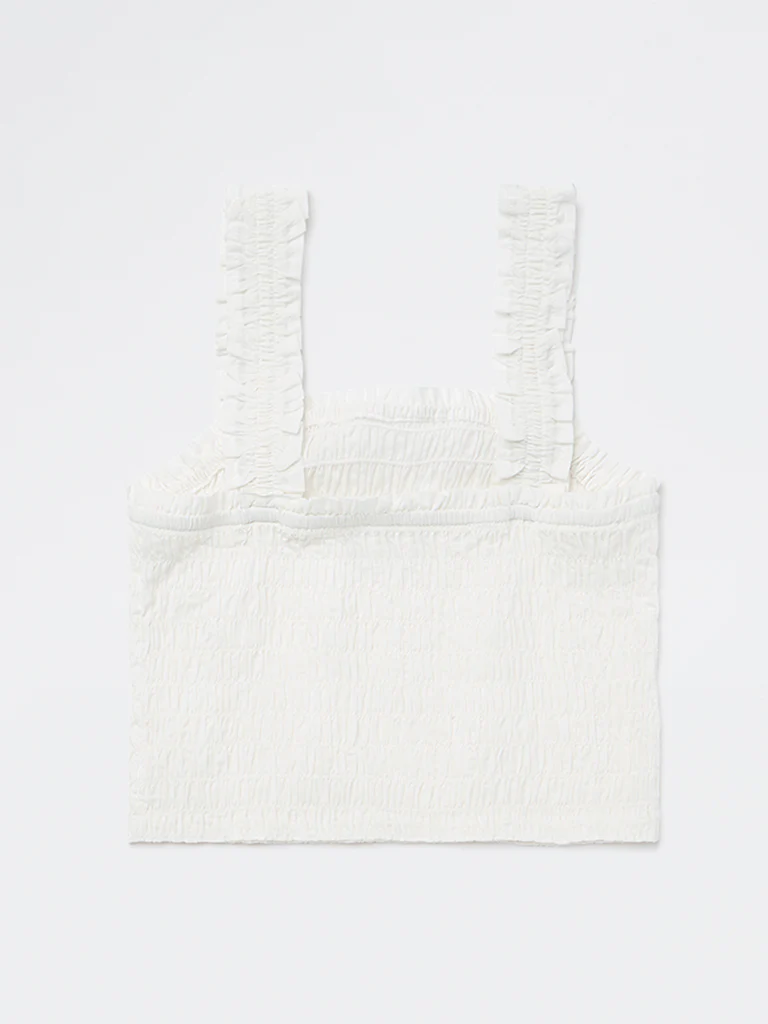 Y&F Kids Girls White Smocked Cotton Top - Image 2