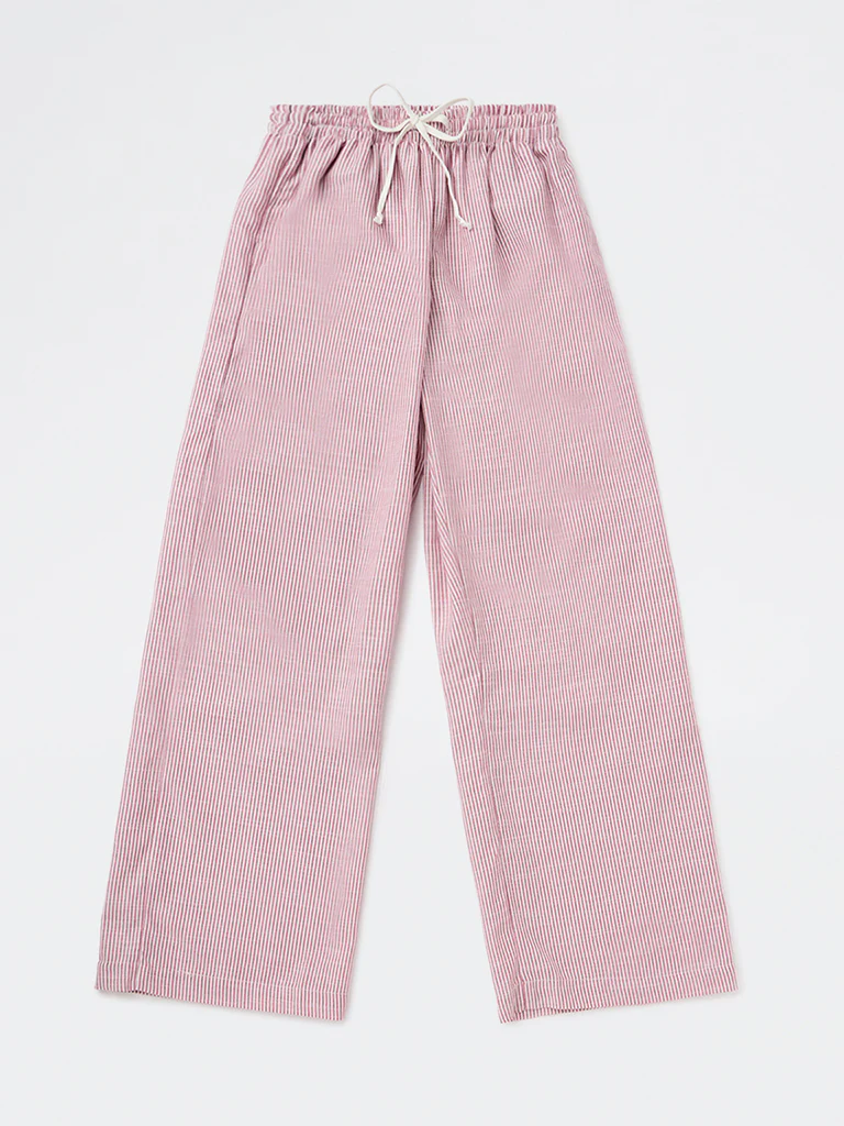 Y&F Kids Girls Wine Striped High-Rise Pants - Image 3