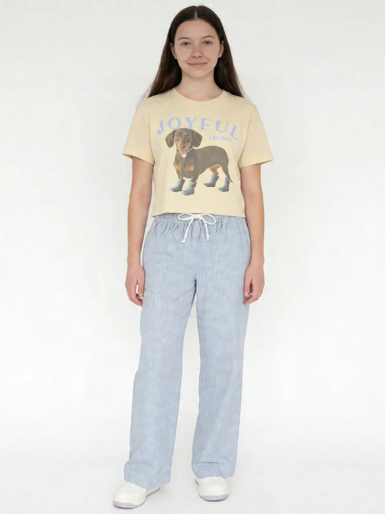 Y&F Kids Girls Yellow Printed Cotton T-Shirt