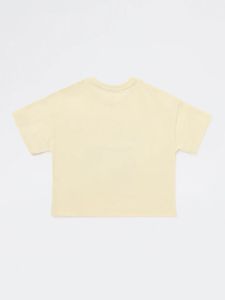 Y&F Kids Girls Yellow Printed Cotton T-Shirt - Image 5