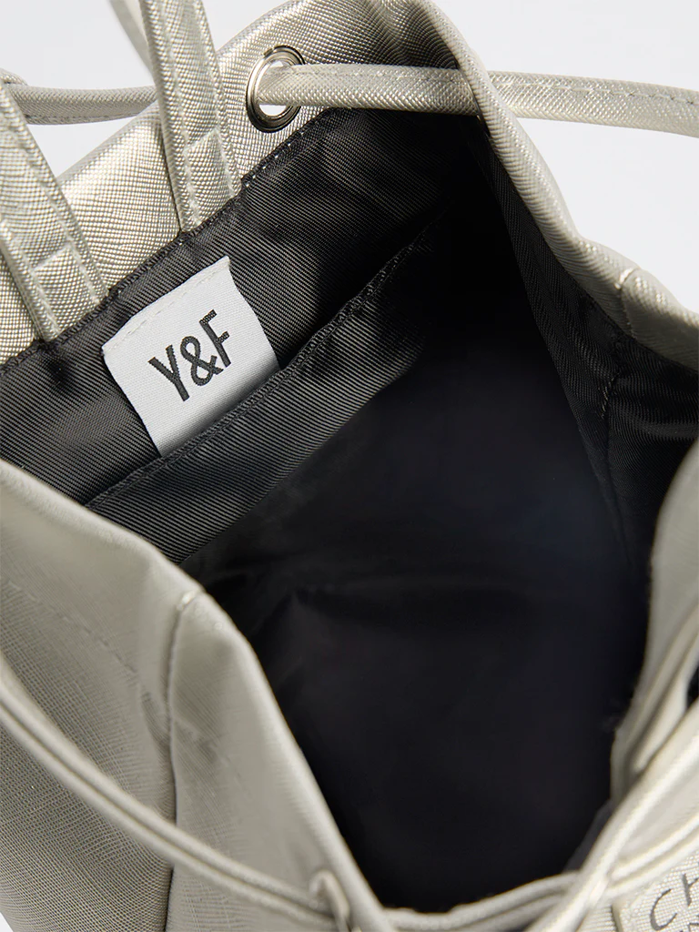 Y&F Kids Silver Text-Detailed Shoulder Bag - Image 4