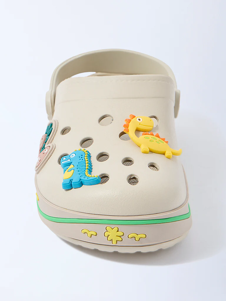 Yellow Beige Dinosaur-Themed Clogs - Image 3