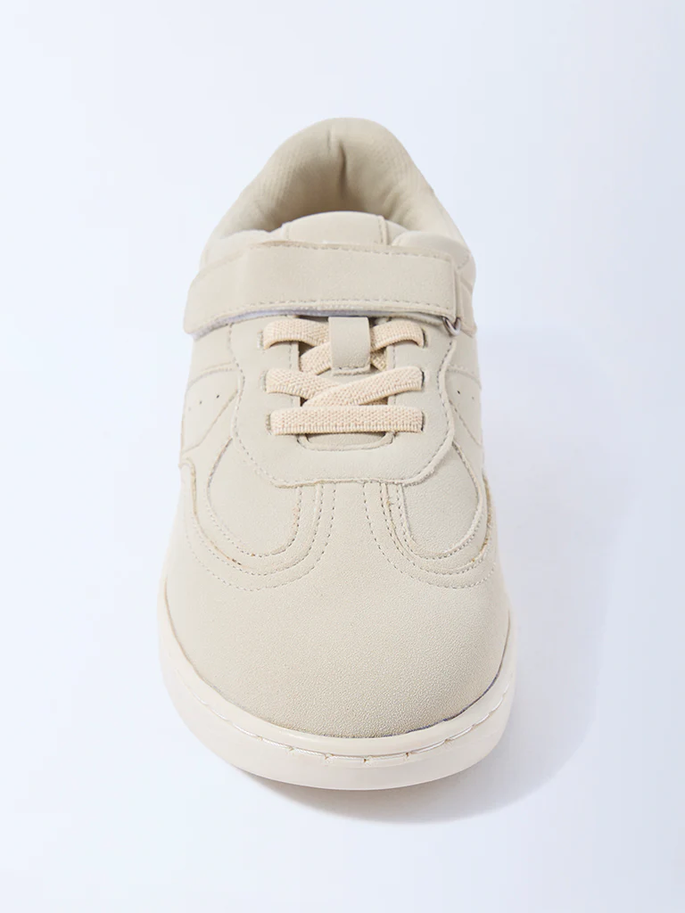 Yellow Beige Solid Lace-Up Sneakers - Image 3