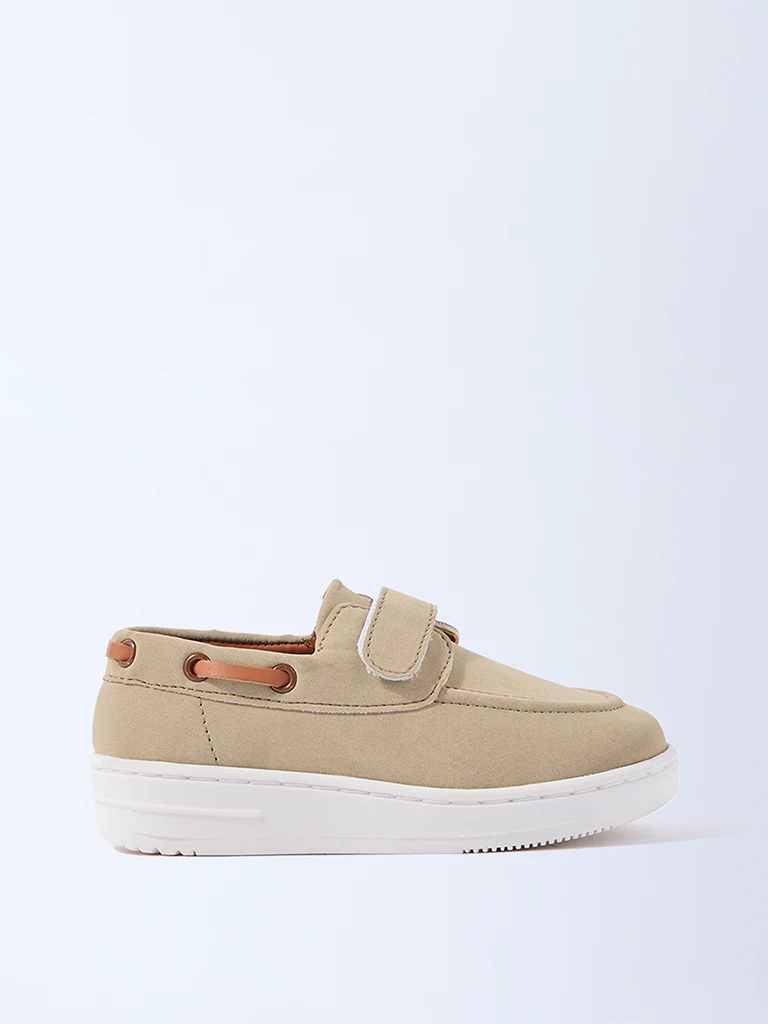 Yellow Beige Velcro Strap Shoes