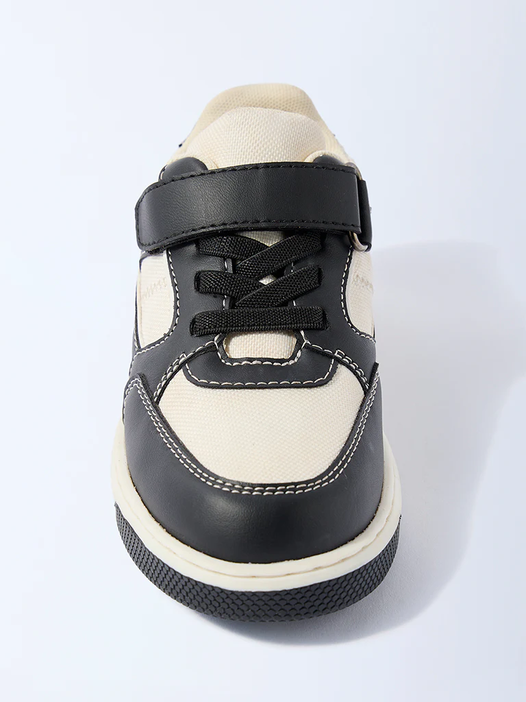 Yellow Black Colour-Blocked Lace-Up Sneakers - Image 3