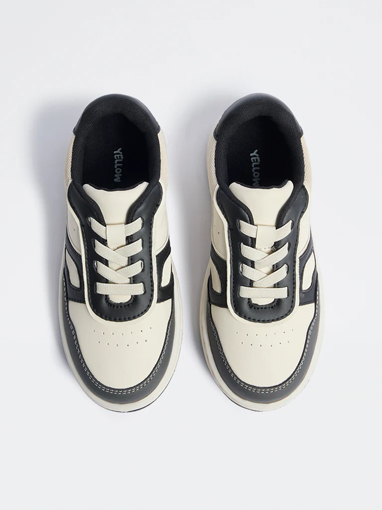 Yellow Black Colour-Blocked Lace-Up Sneakers - Image 2