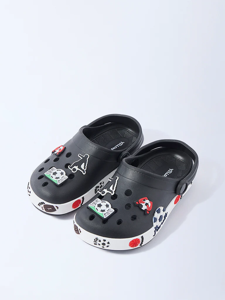 Yellow Black Football-Themed Clogs - Image 2