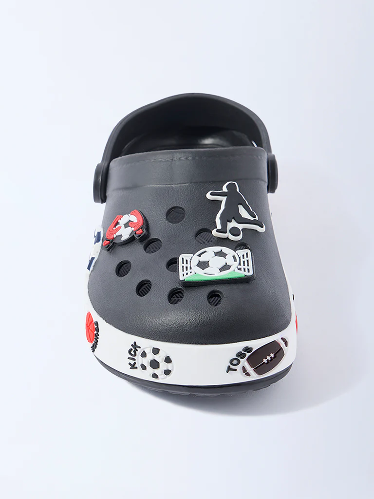 Yellow Black Football-Themed Clogs - Image 3