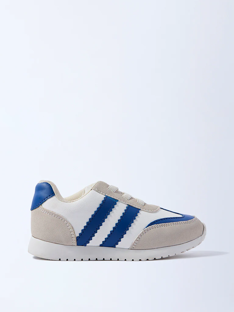Yellow Blue Colour-Blocked Lace-Up Sneakers