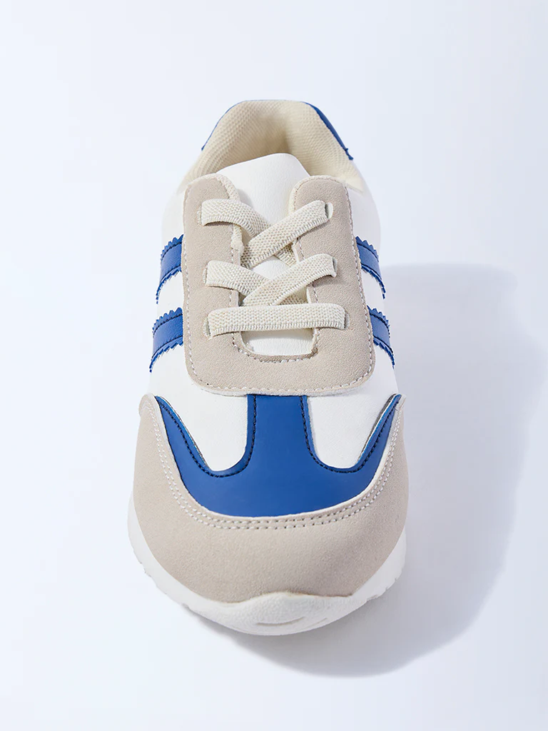 Yellow Blue Colour-Blocked Lace-Up Sneakers - Image 3