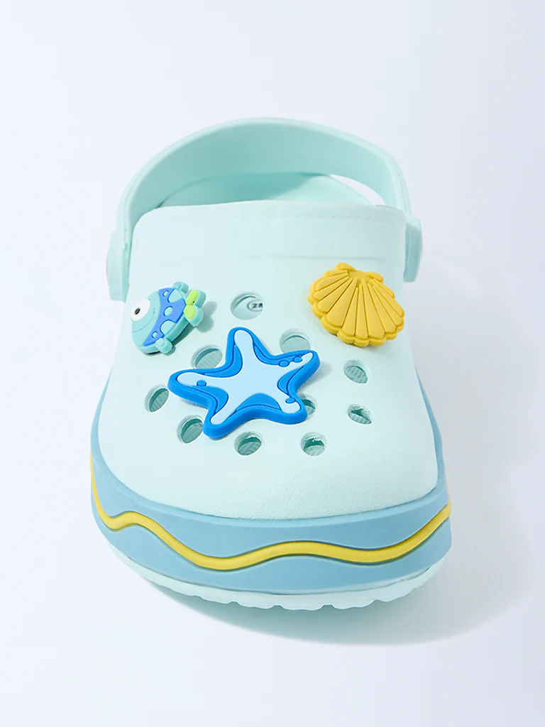 Yellow Blue Underwater Applique-Detailed Clogs - Image 3