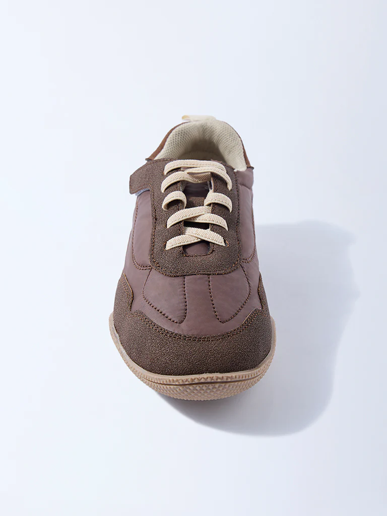 Yellow Brown Lace-Up Sneakers - Image 3