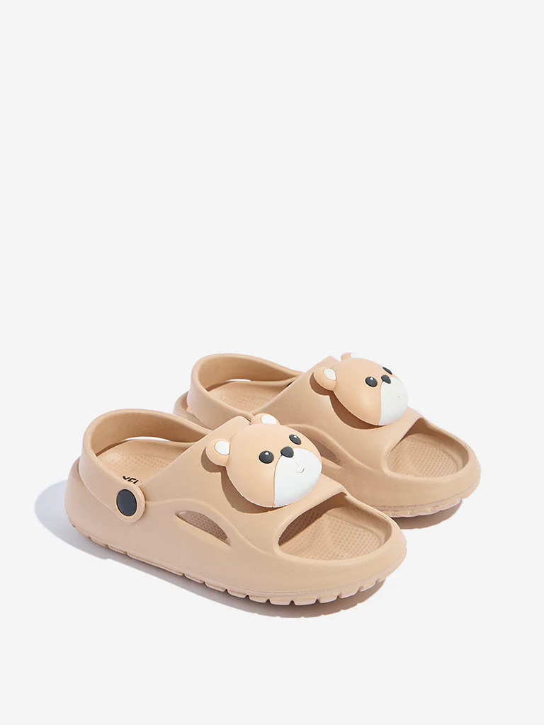 Yellow Brown Teddy Bear Design Clogs - Image 2