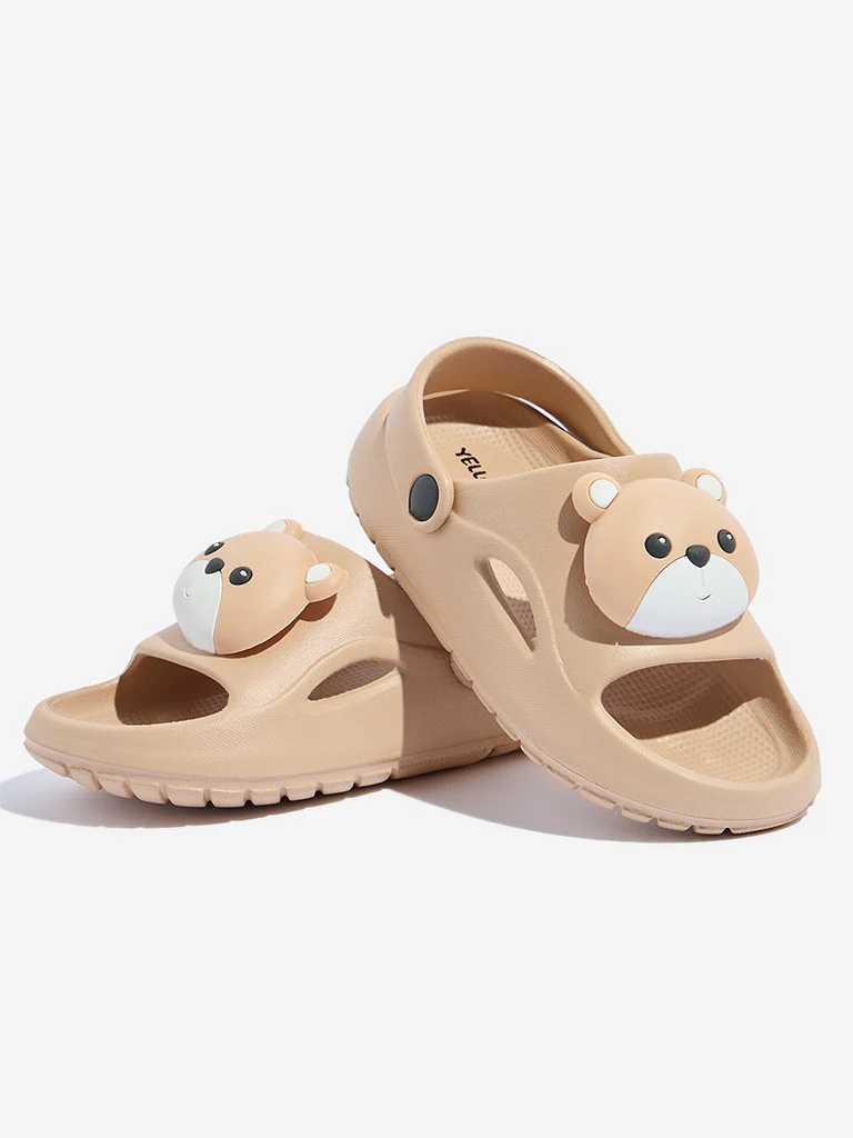 Yellow Brown Teddy Bear Design Clogs - Image 3