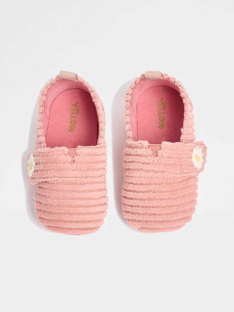 Yellow Dusty Pink Floral Detailed Bootie Shoes - Image 2