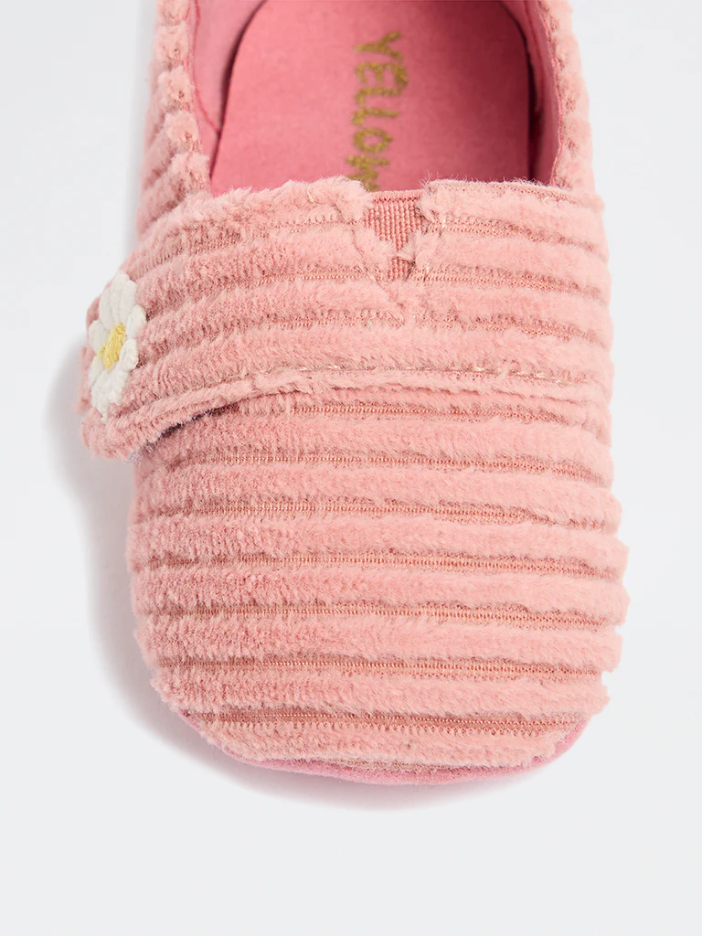 Yellow Dusty Pink Floral Detailed Bootie Shoes - Image 3
