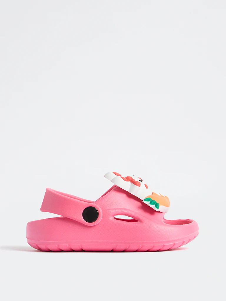 Yellow Kids Pink Rabbit Themed Clogs