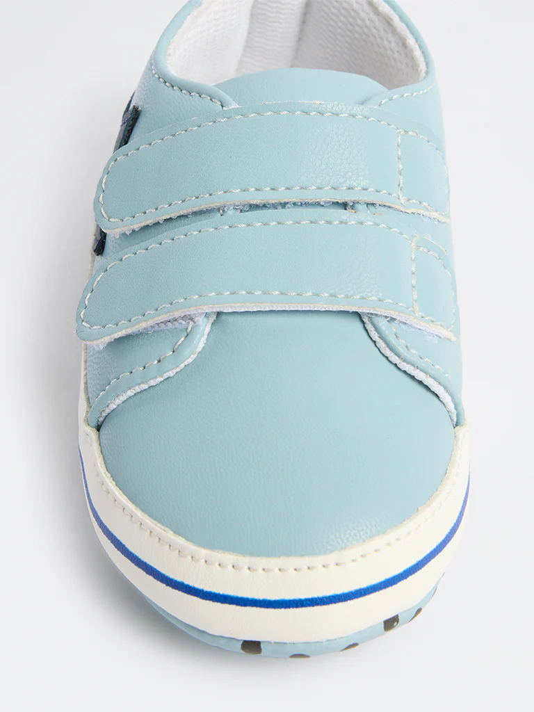 Yellow Light Blue Velcro Sneakers - Image 3