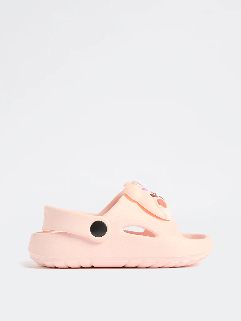 Yellow Light Pink Applique-Detailed Clogs