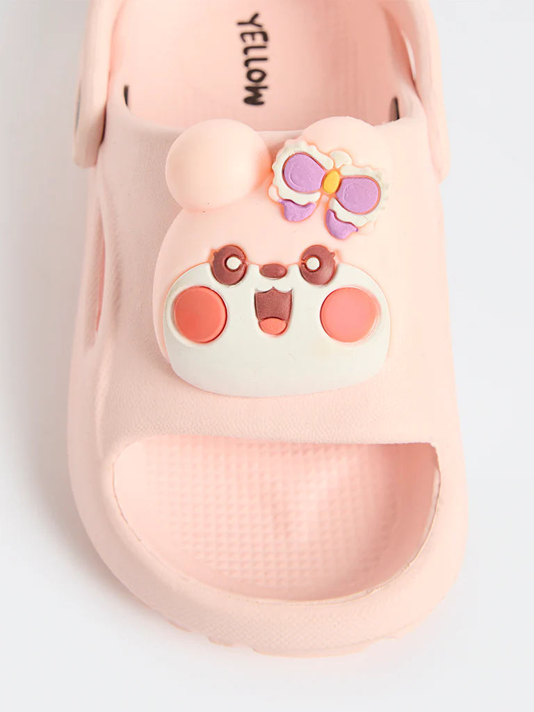 Yellow Light Pink Applique-Detailed Clogs - Image 3