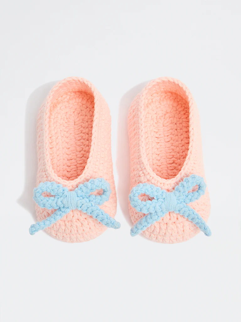 Yellow Light Pink Crochet Knitted Booties - Image 2