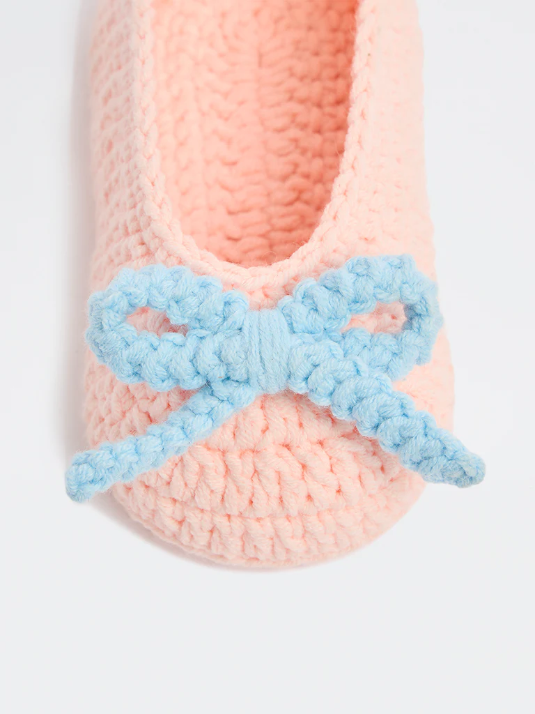 Yellow Light Pink Crochet Knitted Booties - Image 3