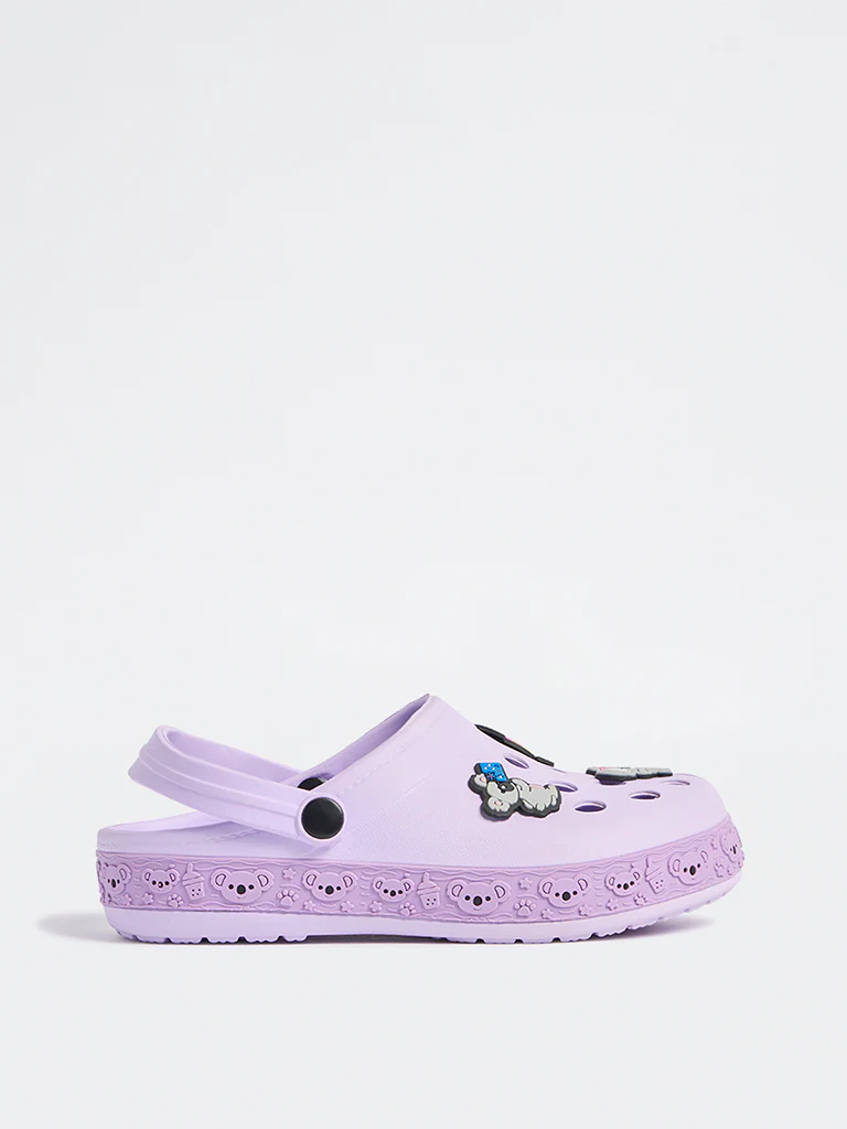 Yellow Lilac Applique Detailed Perforated Clogs