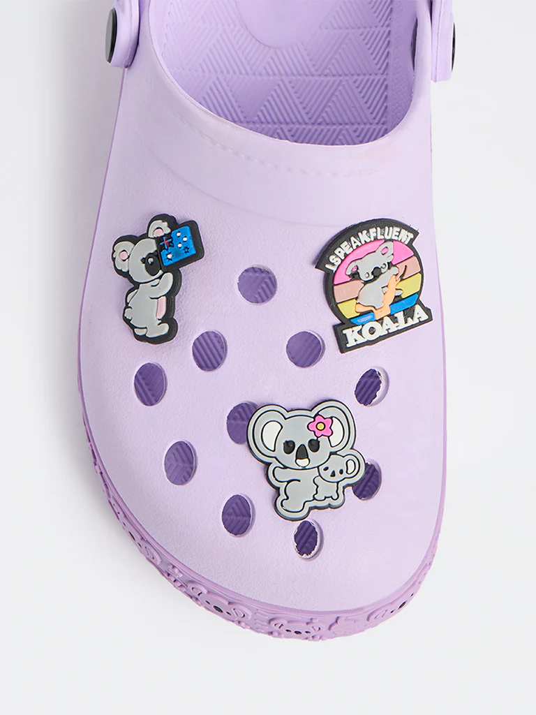 Yellow Lilac Applique Detailed Perforated Clogs - Image 3