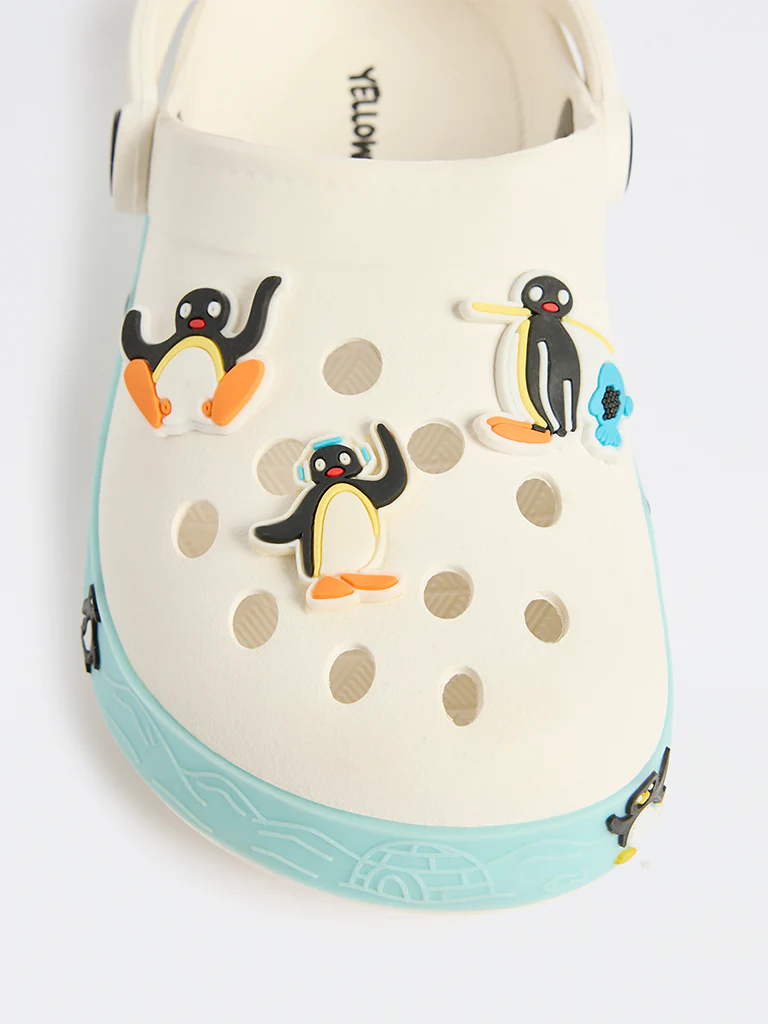 Yellow Off-White Penguin Applique Clogs - Image 3
