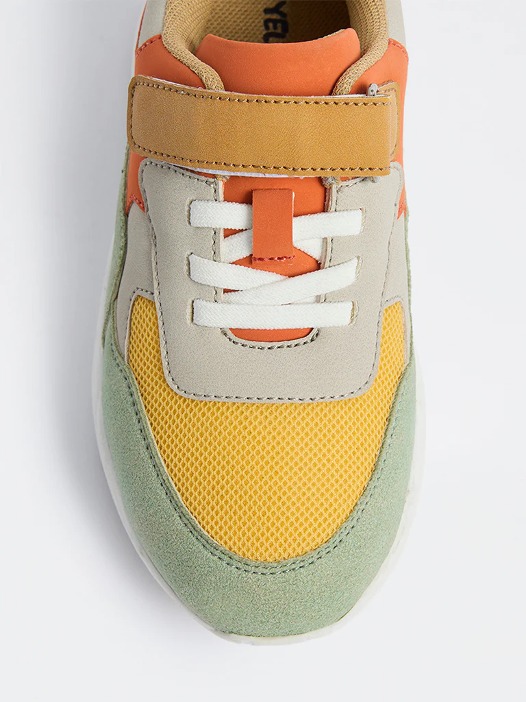 Yellow Orange Colour-Blocked Sneakers - Image 3