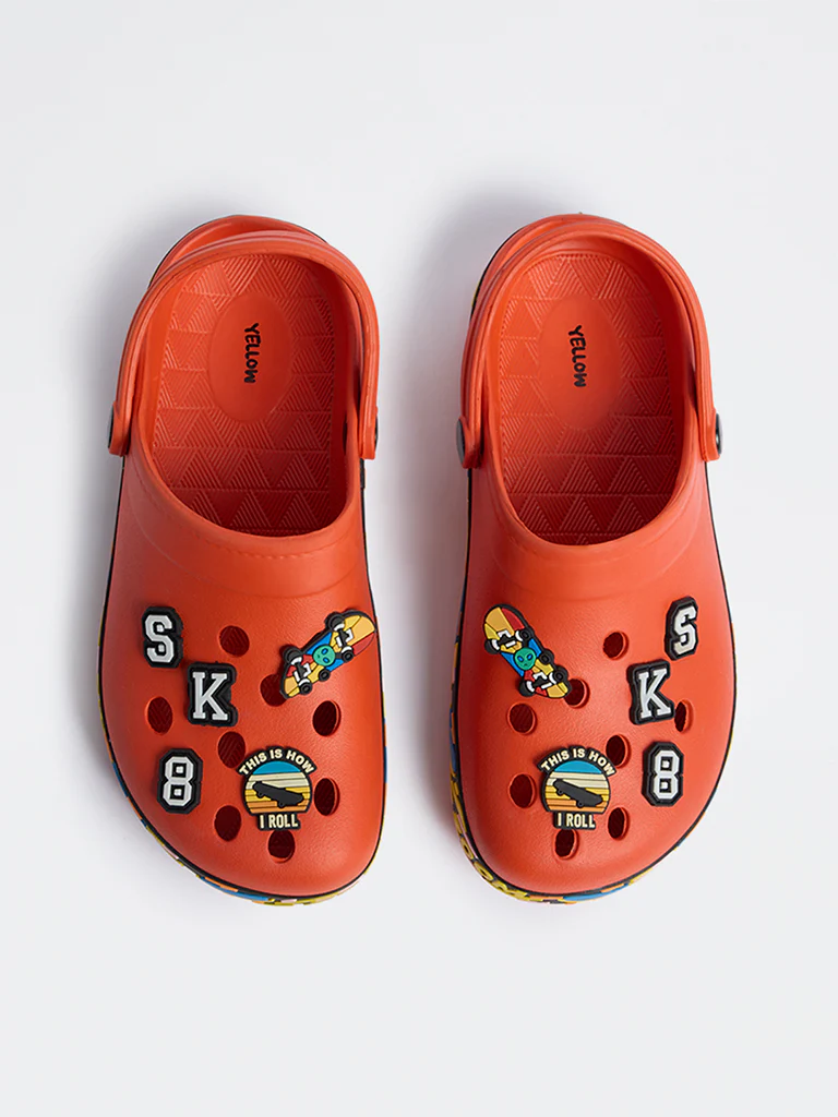 Yellow Orange Skateboard-Themed Clogs - Image 2