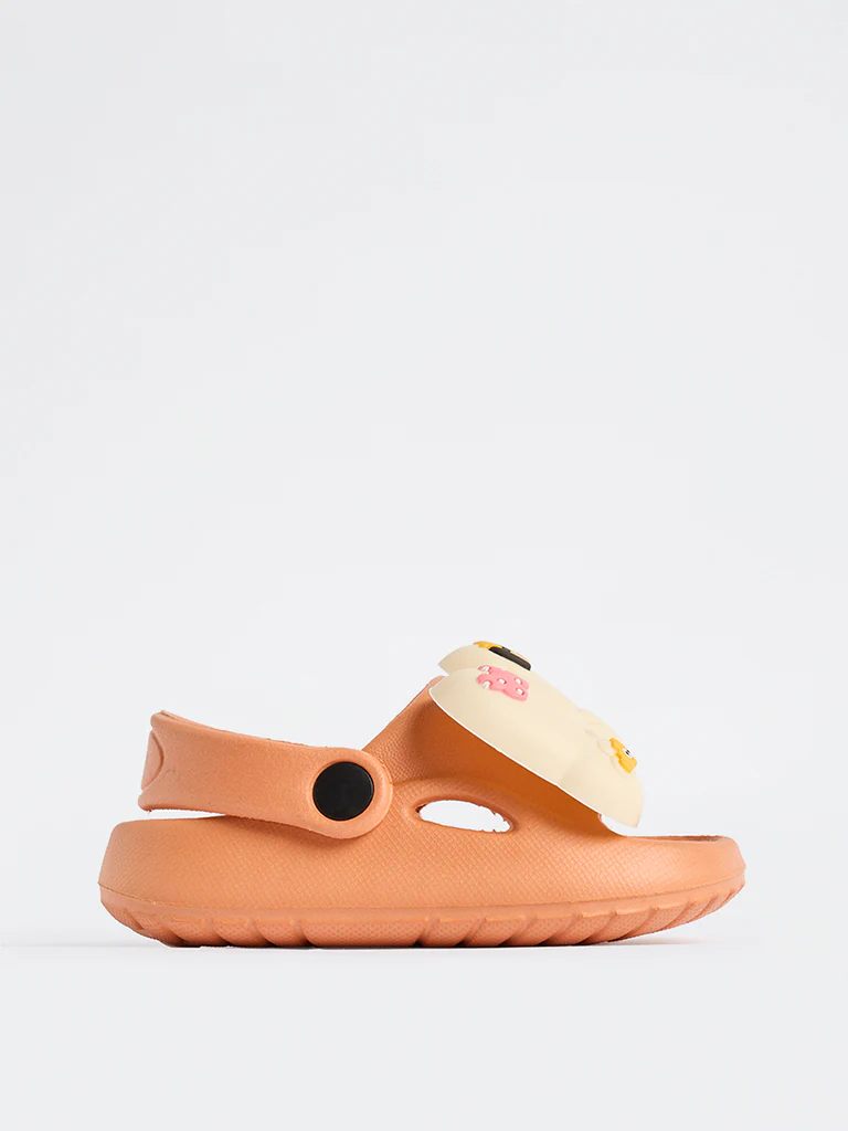 Yellow Peach Bow Detailed Clogs