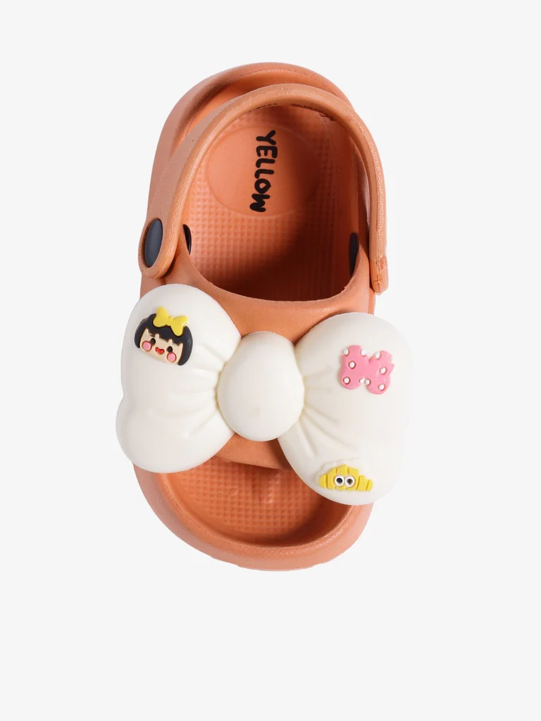 Yellow Peach Bow Detailed Open Toe Clogs - Image 2