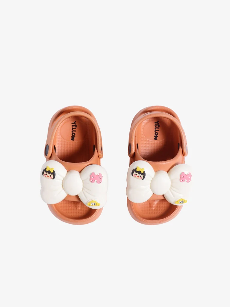 Yellow Peach Bow Detailed Open Toe Clogs - Image 3