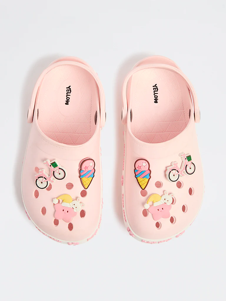 Yellow Pink Ice-Cream Applique Clogs - Image 2