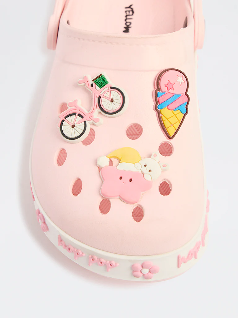 Yellow Pink Ice-Cream Applique Clogs - Image 3
