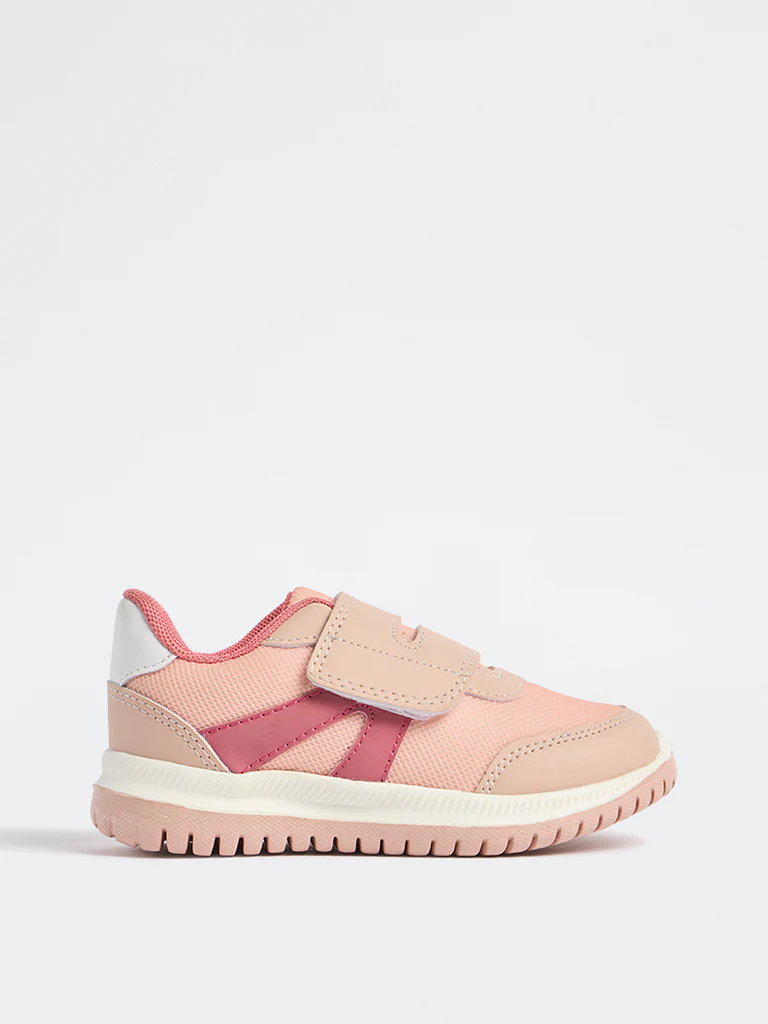 Yellow Pink Mesh Detailed Velcro Sneakers