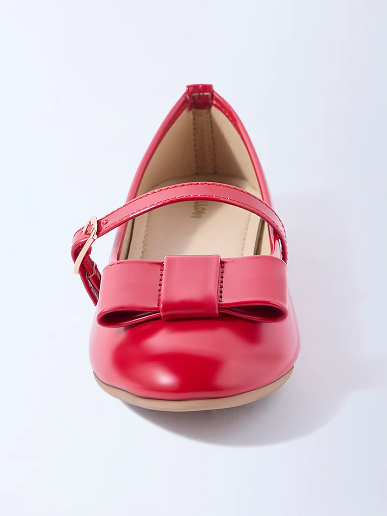 Yellow Red Bow-Detailed Mary Jane Shoes - Image 3