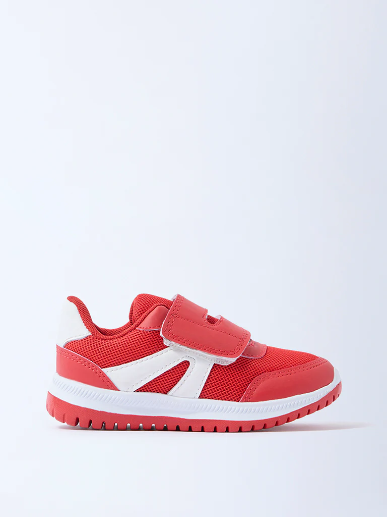 Yellow Red Mesh Detailed Sneakers