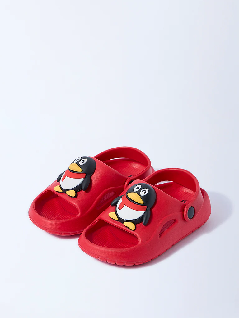 Yellow Red Penguin Applique Clogs - Image 2