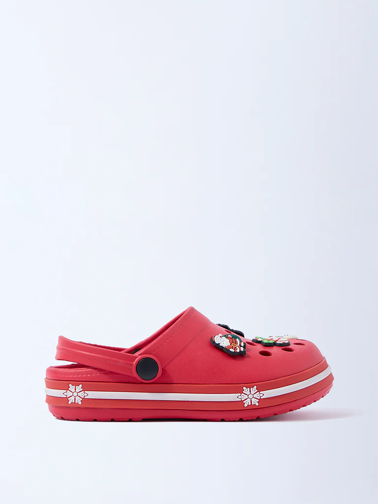 Yellow Red Winter-Themed Clogs