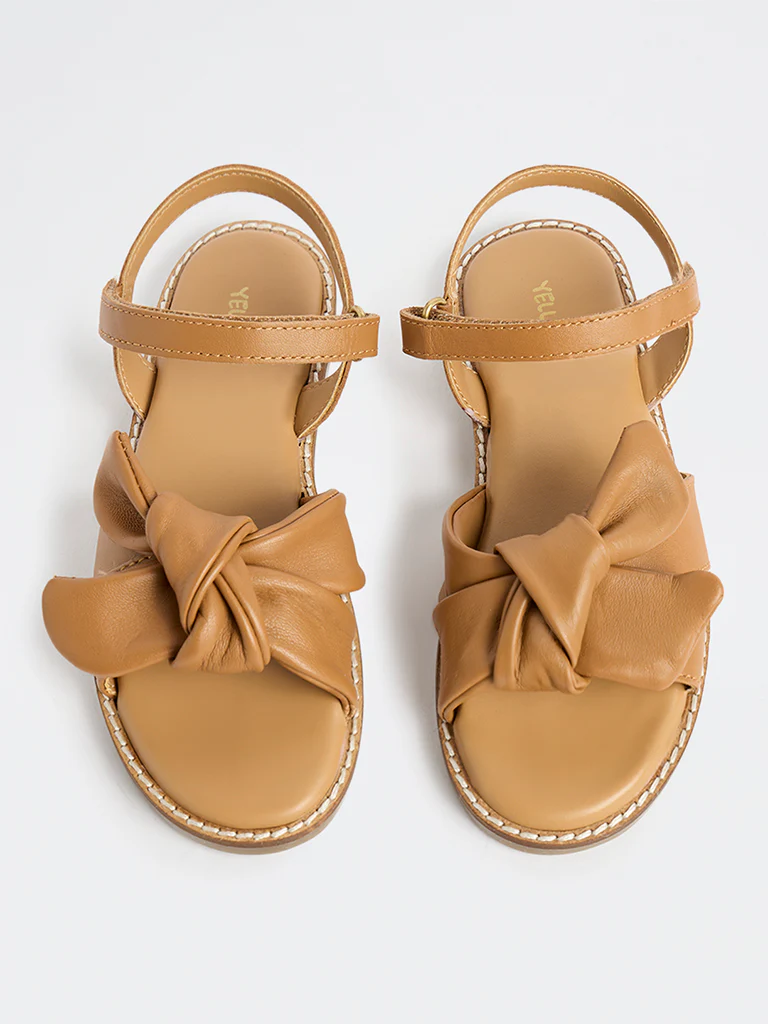 Yellow Tan Bow-Design Sandals - Image 2