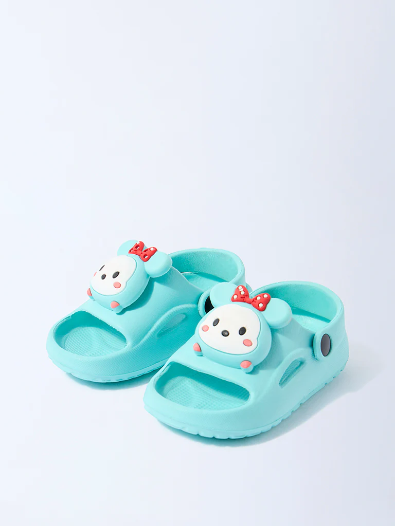 Yellow Turquoise Bow Design Slingback Clogs