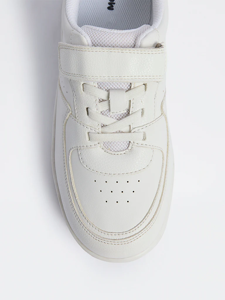 Yellow White Perforated Lace-Up Sneakers - Image 3